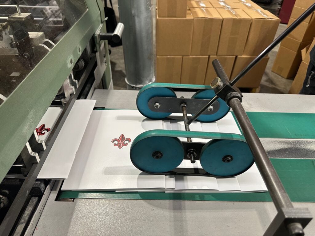 Bindery equipment running a print job