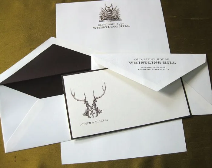 Printed business stationery set including letterhead and matching cards